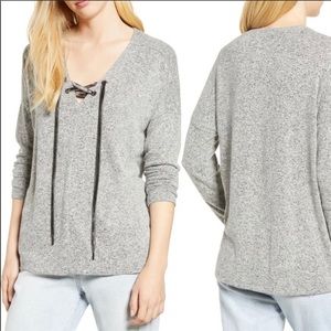 Rails Leigh Fuzzy Grey Sweater Long Sleeve SMALL